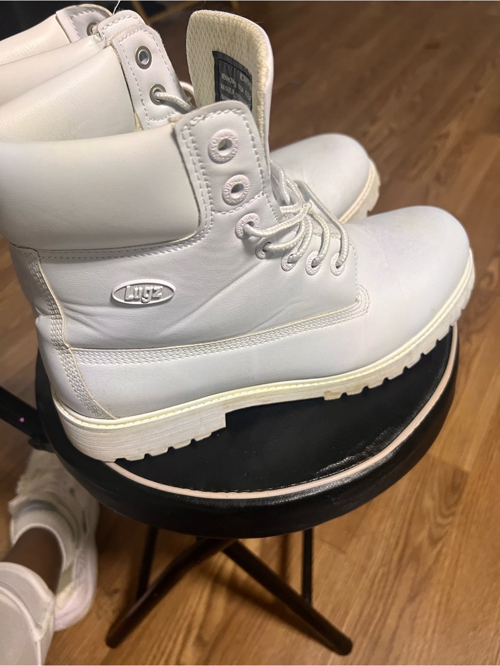 Lugz White Lace-Up Leather Boots